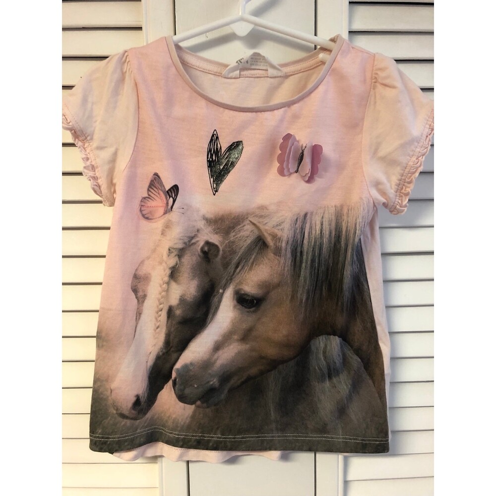 H&M size 4-6 pink horse tee